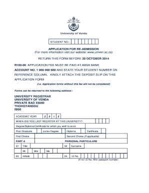 Univen Readmission  Form