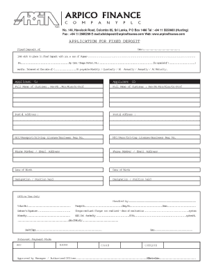 Arpico Finance Fd Rates  Form