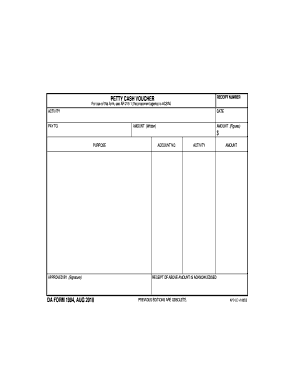 PETTY CASH VOUCHER DA FORM , AUG Apd Army