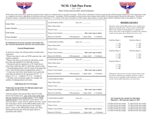 NCSL Club Pass Form