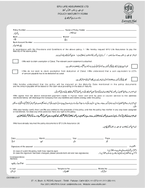 Efu Maturity Form