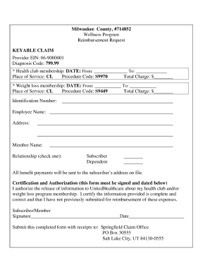 Milwaukee County Gym Reimbursement Forms