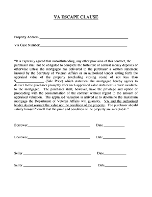 Va Escape Clause  Form