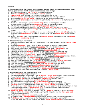 Put the Verb into the Correct Form Present Continuous or Present Simple