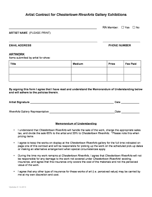 Exhibition Agreement Template  Form