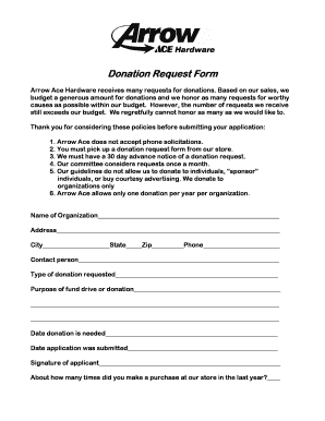 Ace Hardware Donation Request  Form