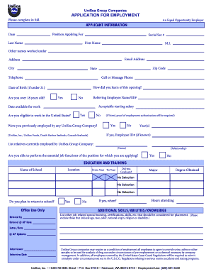 Unisea Application  Form