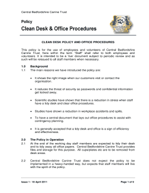 Clean Desk Policy Template Clean Desk Policy Template