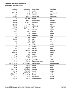 HTH Worldwide Arabic Medical Translation Guide  Form