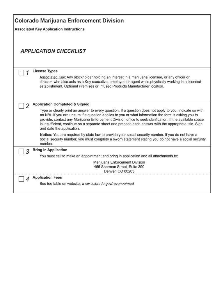  MED Associated Key License Application Colorado 2021