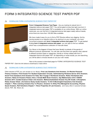 Science Form 3 Exam Paper