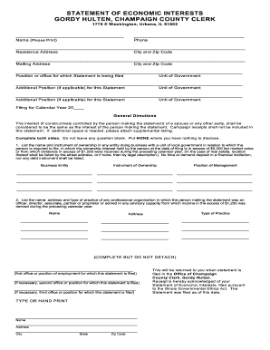 Statement of Economic Interests Champaign County Clerk  Form