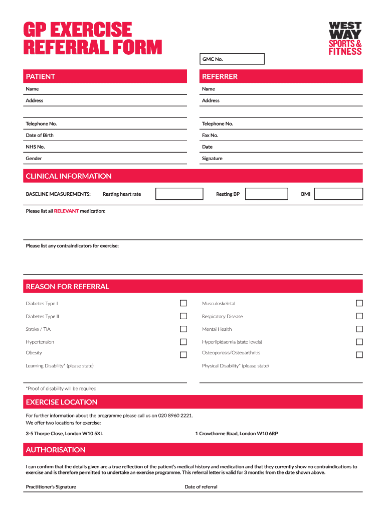 GP EXERCISE REFERRAL FORM Westway Trust Sports Westway