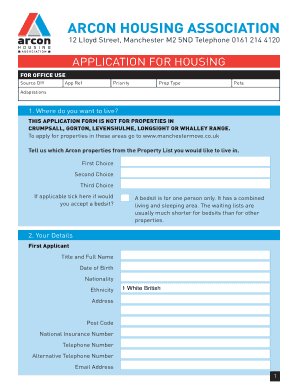 Arcon Housing Application Form
