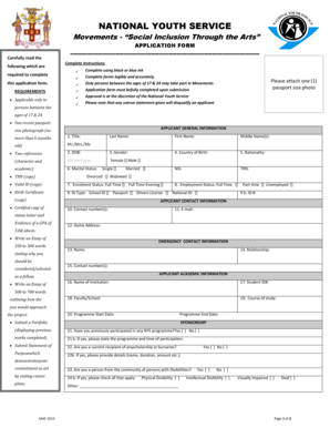National Youth Service Application Form