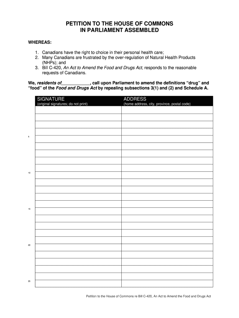 C 420 Petition Template Any Place DOC  Form