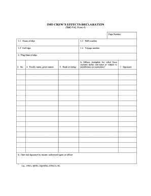 Imo Crew Effects Declaration Form