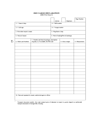 Cargo Declaration Form