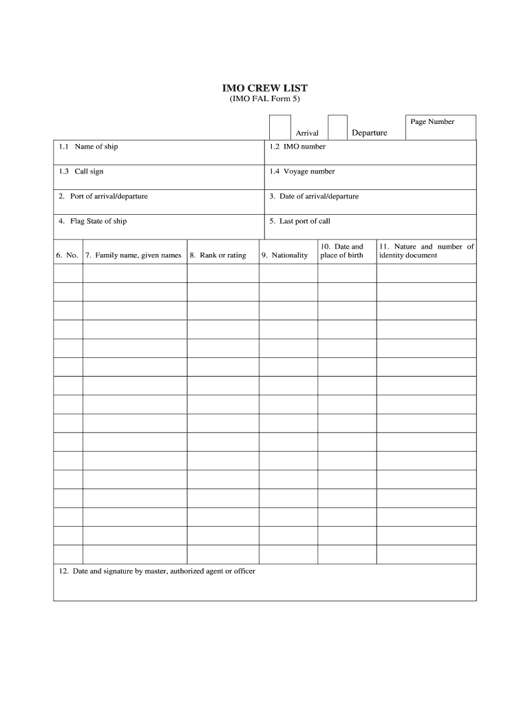 Imo Crew List Form 5