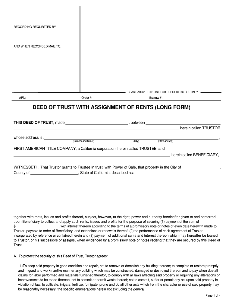 California Assignment Rents  Form