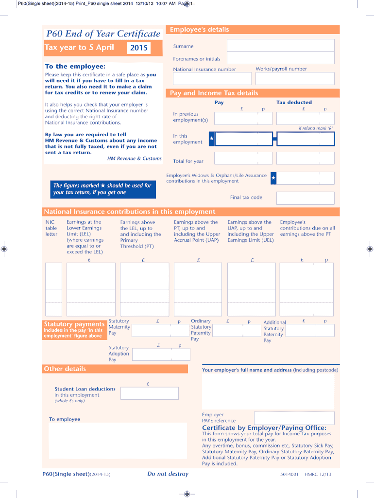 Get and Sign P45 2015-2022 Form