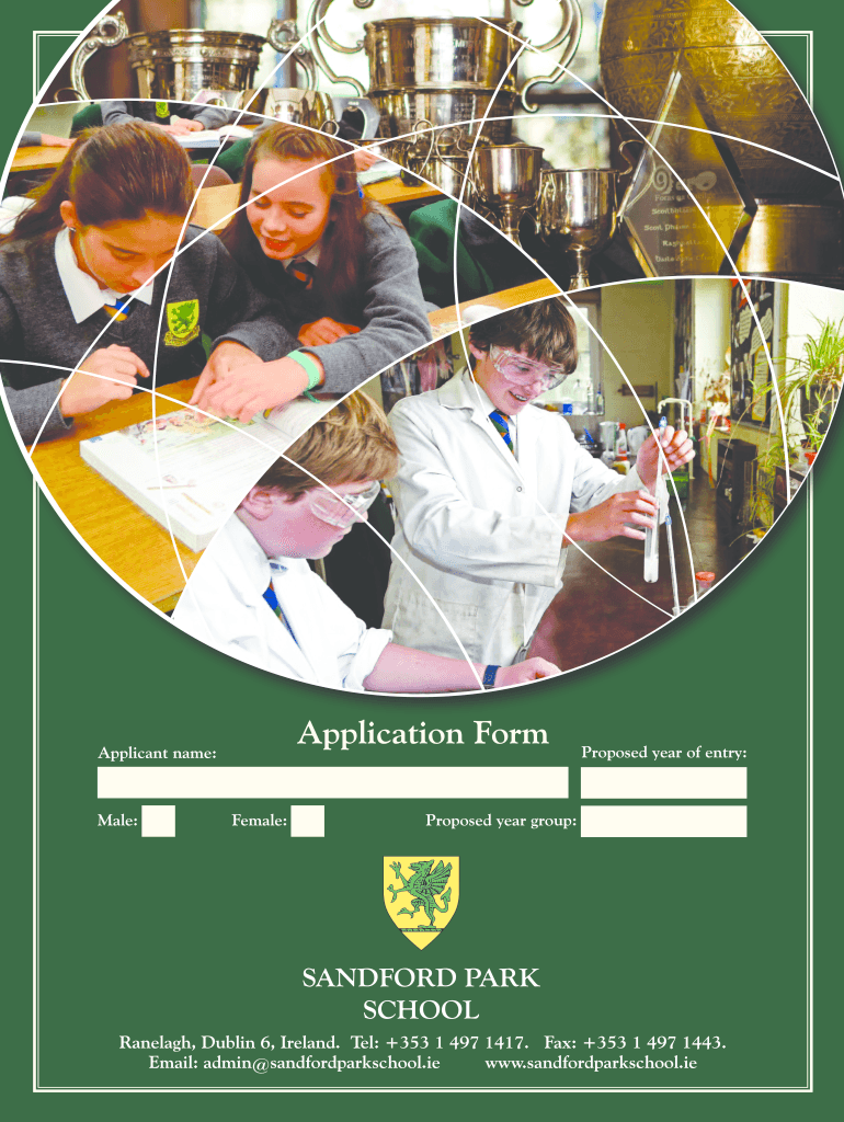 Application Form Sandford Park School Sandfordparkschool