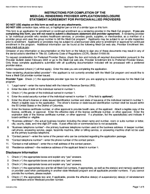  MEDICAL RENDERING PROVIDER APPLICATIONDISCLOSURE Dhcs Ca 2005