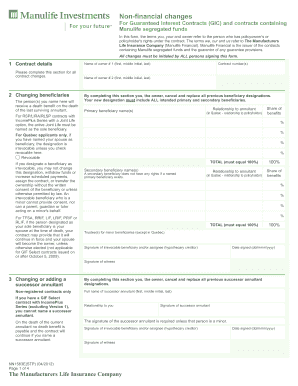 Non Financial Changes Manulife Financial  Form