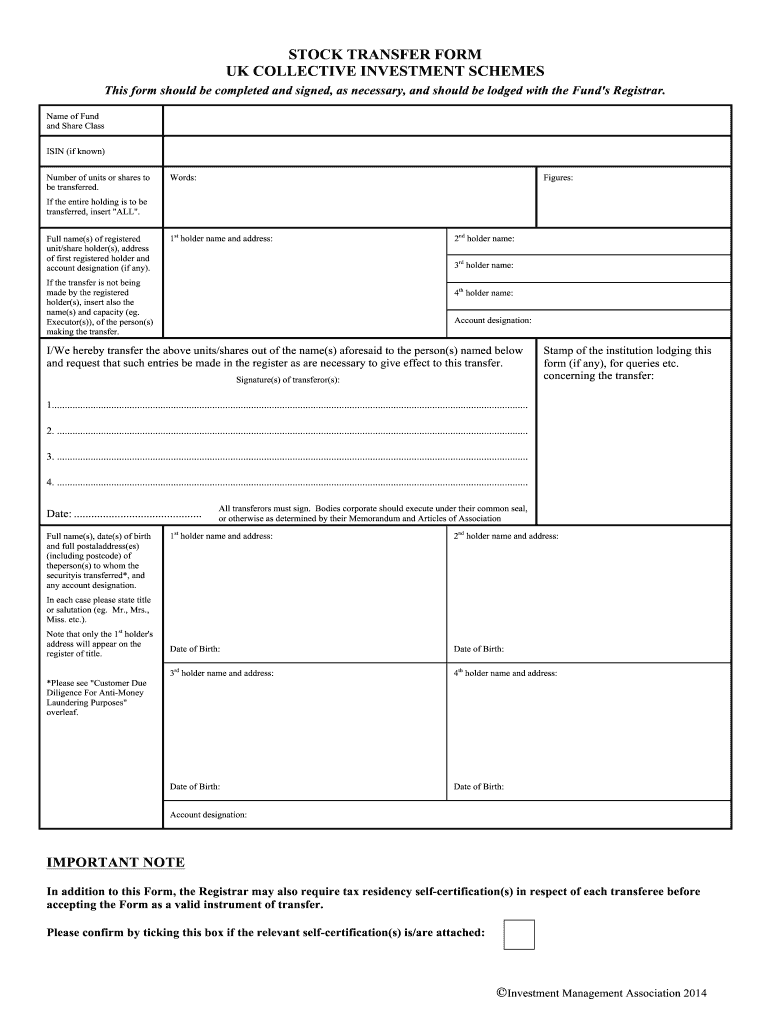 Stock Transfer Form