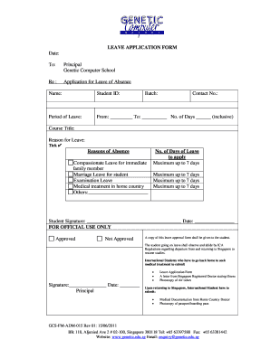 Leave Application for Computer Institute  Form