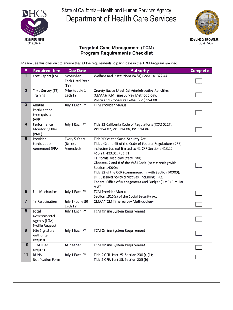 Program Checklist California Department of Health Care Services Dhcs Ca  Form