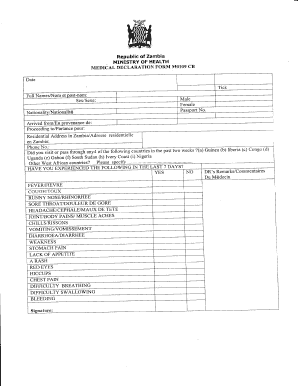 Zambia Health Declaration Form