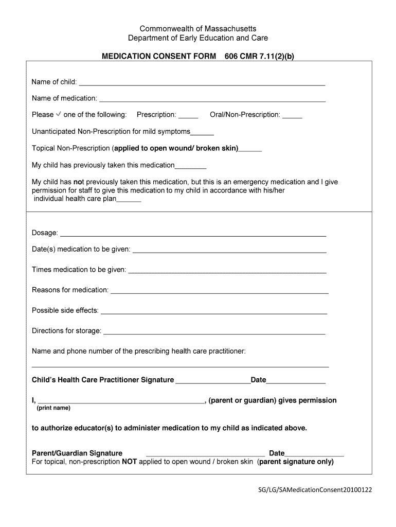 Get and Sign Massachusetts Antipsychotic Medication Consent Form 2010-2022