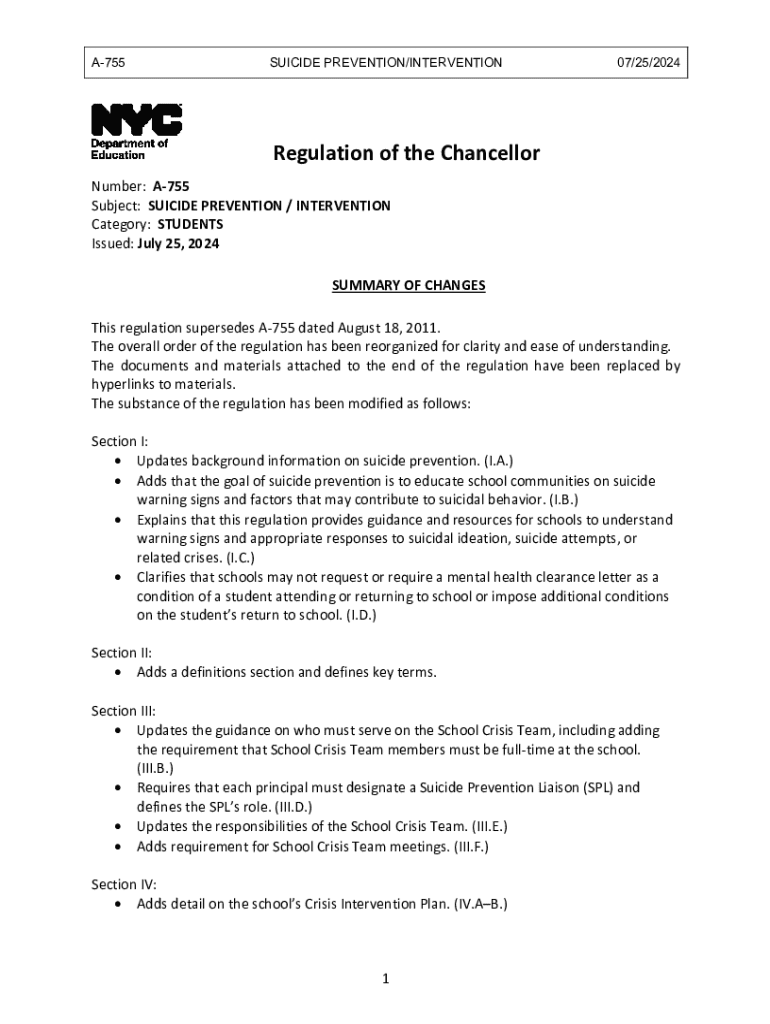Suicide PreventionIntervention Regulation a 755  Form