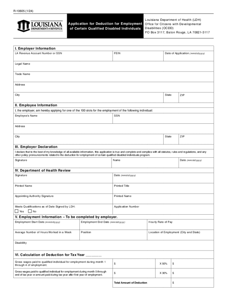  Louisiana Disabled Individuals Employment Deduction Application 2025