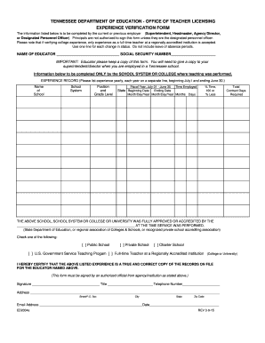 Get and Sign Tennessee Dental License Verification  Form 2015