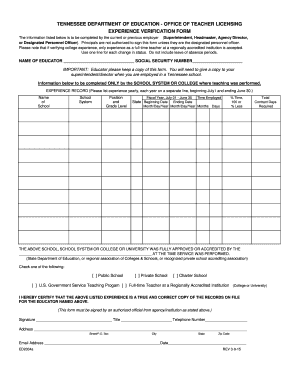  Tennessee Dental License Verification  Form 2015