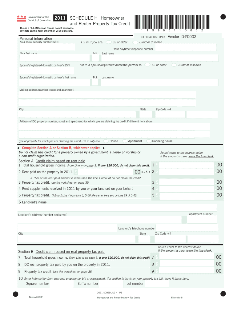 Page 1 *119980110002* Government of the District of Columbia  Form