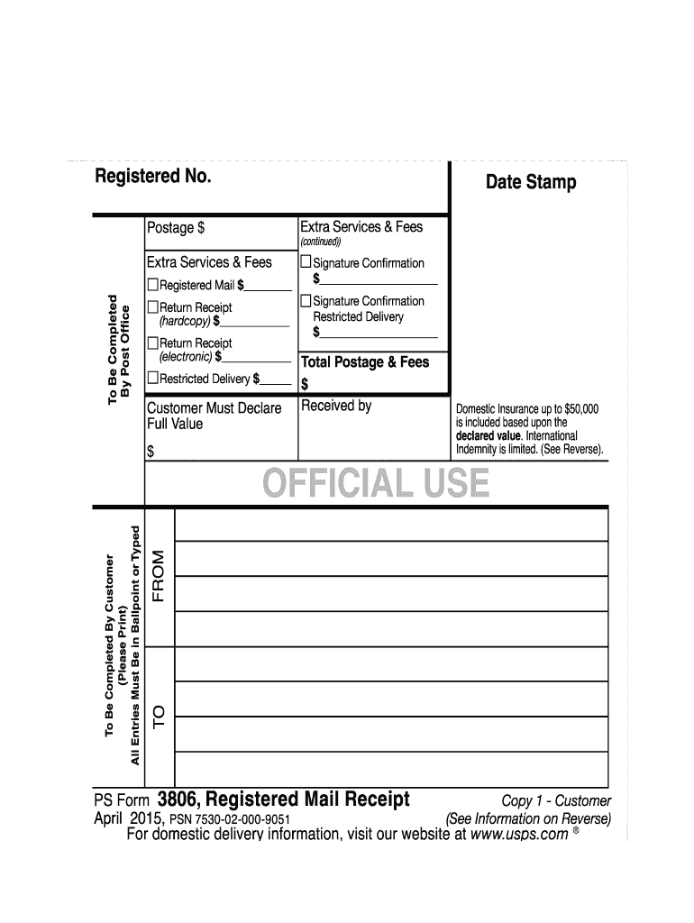  Ps Form 3806 2015-2024