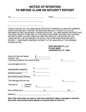 Deposit Claim Form