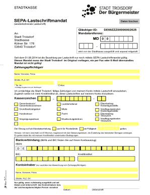 Stadtkasse Troisdorf  Form