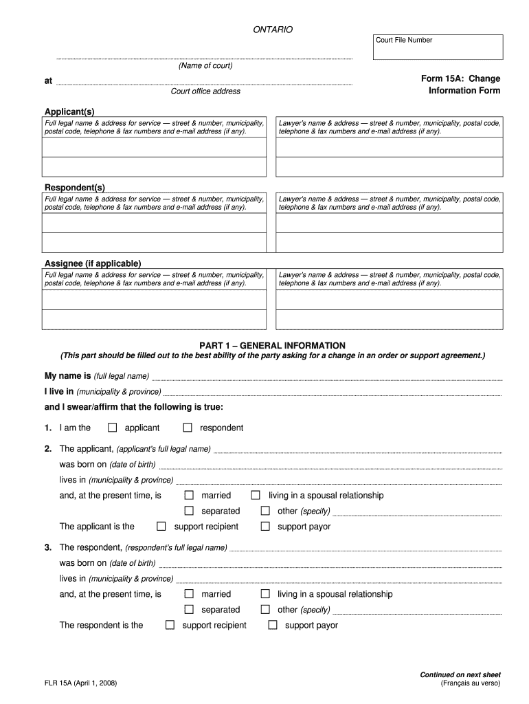 Form 15a Filled Sample