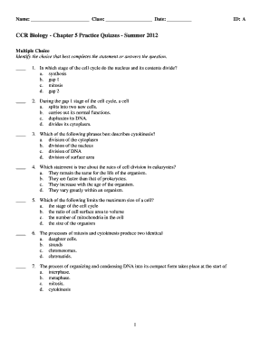 ExamView CCR Biology Chapter 5 Practice Quizzes Summer 2012tst  Form
