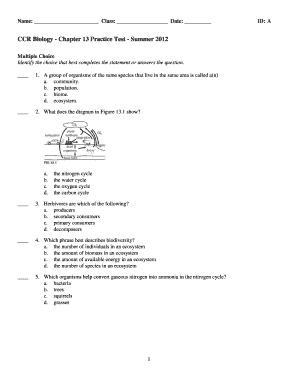 Chapter 13 Biology Test  Form