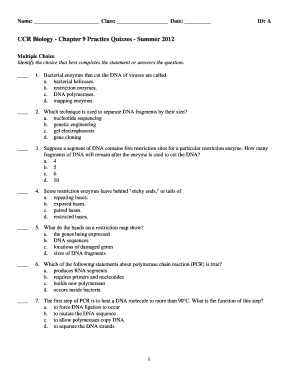 Ccr Biology Chapter 9  Form