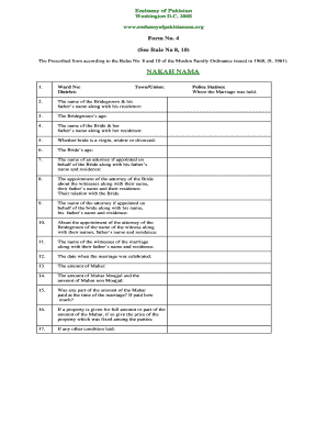 Nikah Nama Form