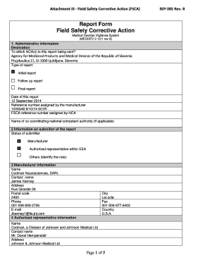Field Safety Corrective Action  Form
