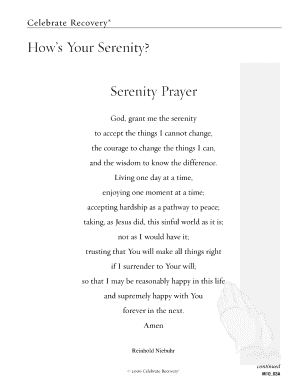 Printable Serenity Prayer  Form