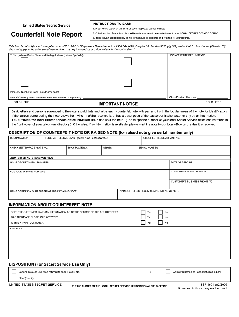 How to Fill Out a Fom 1604 Counterfeit Nopte Report  Form