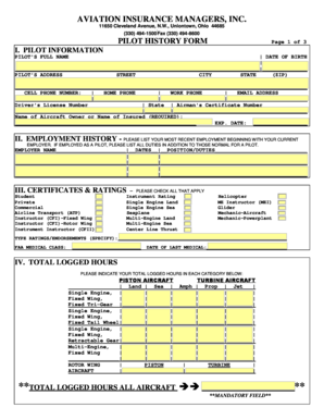 Pilot History Form